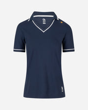 Tennis Court V-Neck Polo Match navy