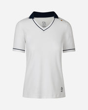 Tennis Court V-Neck Polo Racket white